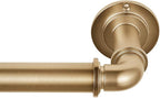 MODE Industrial Room Darkening Collection 1 1/8" Diameter Industrial Curtain Rod Set with Steel Wall Mounted Adjustable Curtain Rod, Blocks Light, Fits 72” to 144” Windows, Warm Gold