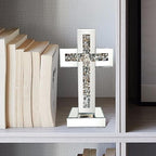 Aeveco Silver Mirrored Cross, Crystal Crush Diamond Cross for Living Room, Bedroom, Home Decor