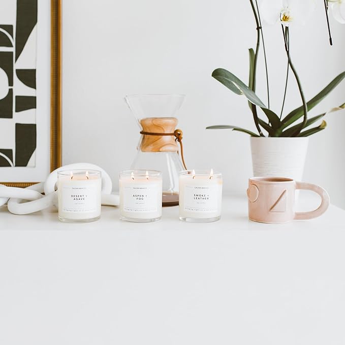 Calyan Wax Co. 2 Wick Candle, Evergreen + Eucalyptus Scented Candle, 37 Hour Burn Time, Aromatherapy Soy Candles, Non Toxic & Vegan Soy Wax, Glass Tumbler Scented Candles, 12.5oz