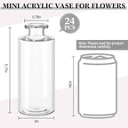 Honeydak Set of 24 Plastic Bud Vases, Vintage Decorative Mini Flower Vases Bulk for Table Centerpieces, Wedding Reception, Home Decor, Housewarming Gifts(Smooth)