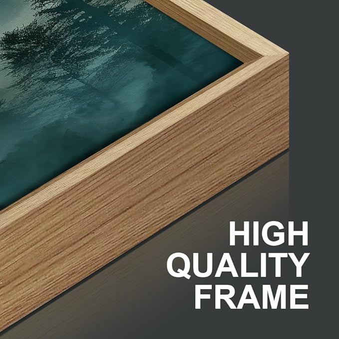 SIGNINART Large Boho Mountain Framed Canvas Wall Art Set, Nature Pine Tree Wall Painting, Abstract Foggy Forest Wall Decor, Modern Sunrise Art Prints for Bedroom Living Room and Office - 16"x24"x3