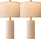 PoKat 23" Pink Ceramic Table Lamps Set of 2, Modern Bedroom Lamps for Girls Room, Bedside Lamps for Night Stands, Cute Lamps for Living Room Decor, Nightstands Desk Lamp, Pink