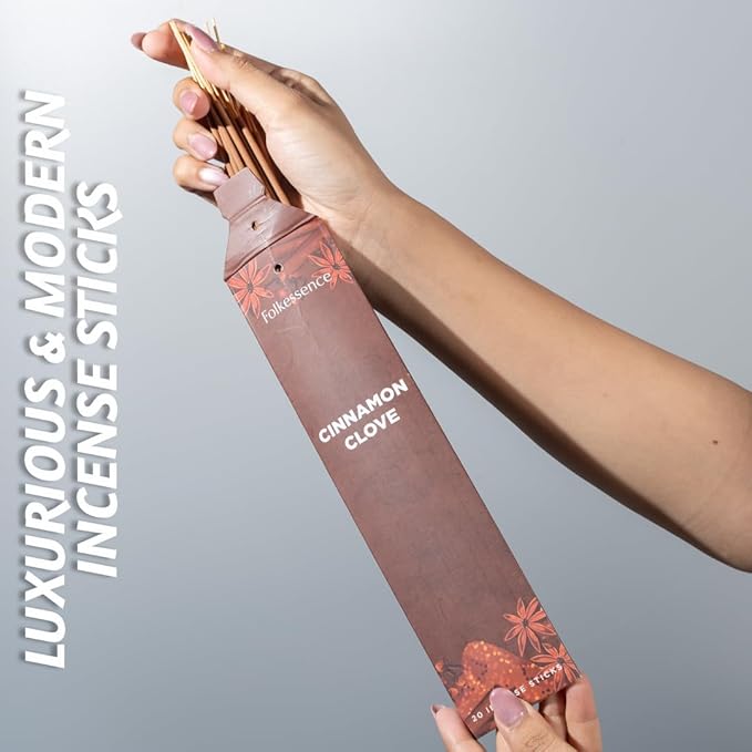 Folkulture Incense Sticks with Incense Holder | Set of 6 (120) Fall Insence-Sticks with 45 Min Burn Time | Cinnamon, Pumpkin Incense | Organic Fall Scents for Home | Fall Essentials for Meditation