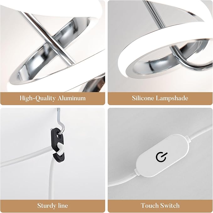 Modern LED Pendant Light Fixtures Pendant Lights Kitchen Island Lighting Adjustable Height Chrome Hanging Lamp