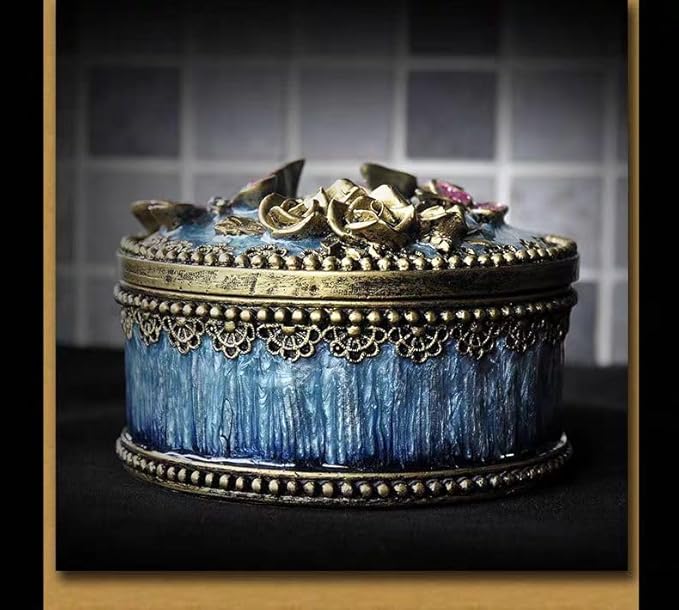 Round Jewelry Box with Purple Butterfly Decoration - Elegant Treasure Box for Women, Portable Ring & Earring Storage Case, Wedding Gift for Necklaces, Bracelets & Accessories