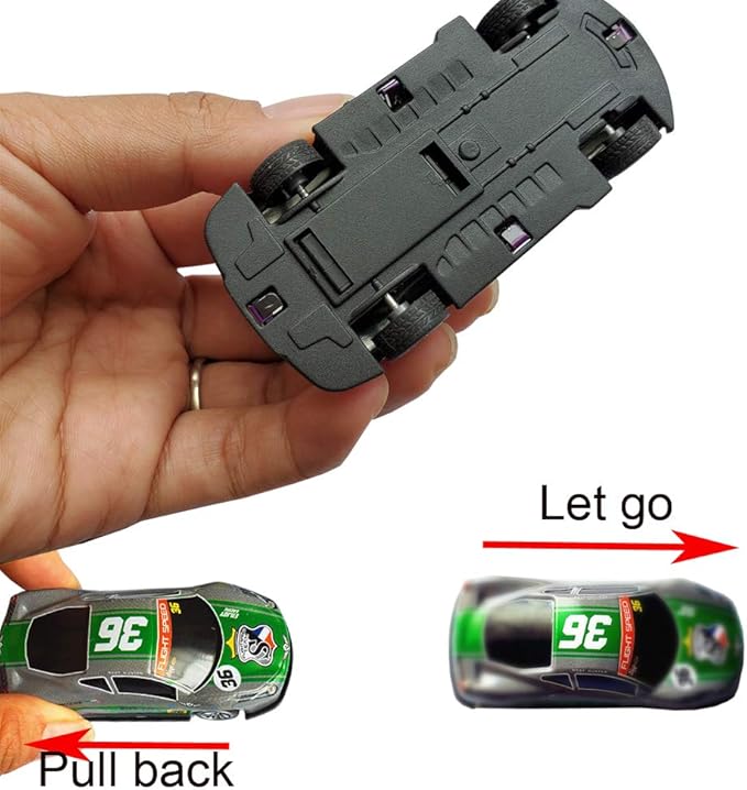 Pull Back Racing Cars Die cast Race Car Vehicles,3 Inch Metal Friction Powered Car Toys for Toddlers, Set of 5 (Racing Cars)