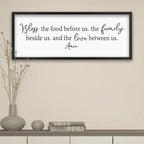 ZZJJHYWGQ Dining Room Bless The Food Before Us Wall Decor Kitchen Christian Sign 40"X15" Christian Grateful Farmhouse Large Catholic Wooden Frame Wall Hanging Art (Black)