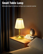 5W Mini Cordless Lamp Gold,3000 mah Small Battery Operated Lamp,Vintage Small Table Lamps,3 Level Dimmable Rechargeable Lamps,Decorative Dining Table Light,Mini Lamps for Kitchen,Nightstand,Bedroom