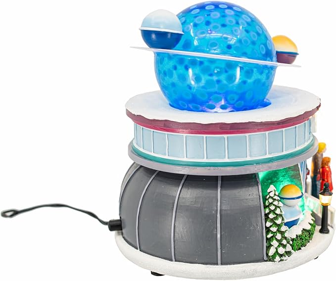 Planetarium Theatre Theme Celestial Planet Stars LED Lights Animated Christmas Village with Motion and Sound 7" x 7" x 8"
