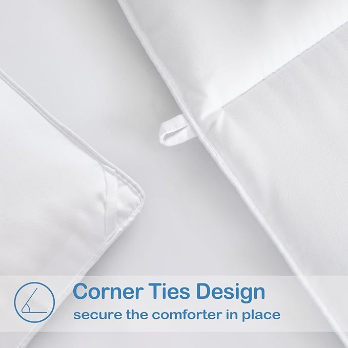 EASELAND Twin XL Down Alternative Comforter - Quilted Duvet Insert for All Seasons, Soft Lightweight with Corner Tabs, Summer Winter Warm Bedding, White 68×92 Inches
