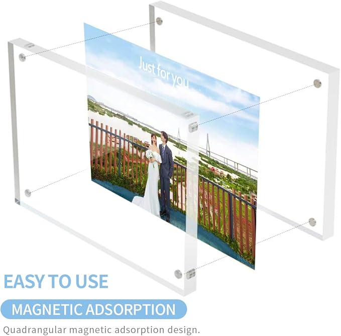 5 Pack Acrylic Photo Frames 3.5x5 Double Side Magnets Picture Frame, Magnetic Picture Frames for 3x4, 3.5x4.5 photos, 3x5 Picture Frame 10 + 10MM Thickness