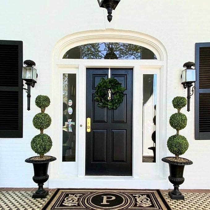 Bornbridge 4' Boxwood Ball Tree - Lifelike Artificial Outdoor Plant, UV and Water Resistant, Enhances Patio or Porch Decor