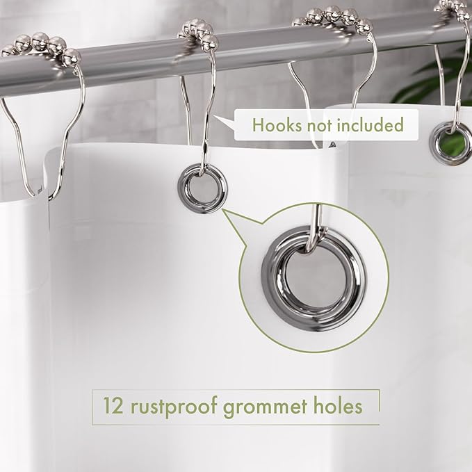 AmazerBath Long Shower Curtain Liner, 72x78 Plastic White Shower Curtain Liner, Cute Waterproof PEVA Shower Curtains, Lightweight Shower Curtains for Bathroom with Magnets and 12 Rustproof Grommets