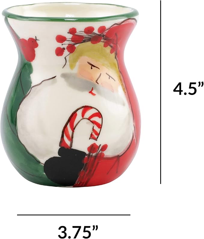 Vietri Old St. Nick Bud Vase, 4.5"H Terra Bianca Living Room /Dining Decor, Ceramic Flower Vase
