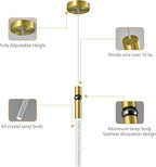 Pendant Lights Kitchen Island Light Fixtures Dimmable LED Modern Pendant Light with Bubble Crystal Pendant Lighting for Kitchen Bedroom Hallway Entryway (Gold 2-Pack)