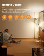 LED Tree Floor Lamp Silver, 36W Super Bright Standing Lamp with Remote Control, 4 Color Temperatures, 3 Rotatable LED Lights, Dimmable Floor Lamps for Living Room, Bedroom, Office