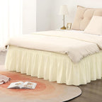 RIMELA Bed Skirt King Size 12 Inch Drop, Wrap Around Elastic Bedskirt Solid Microfiber Luxury Hotel Quality Fabric, Easy to Install Machine Washable Wrinkle & Fade Resistant, Cream