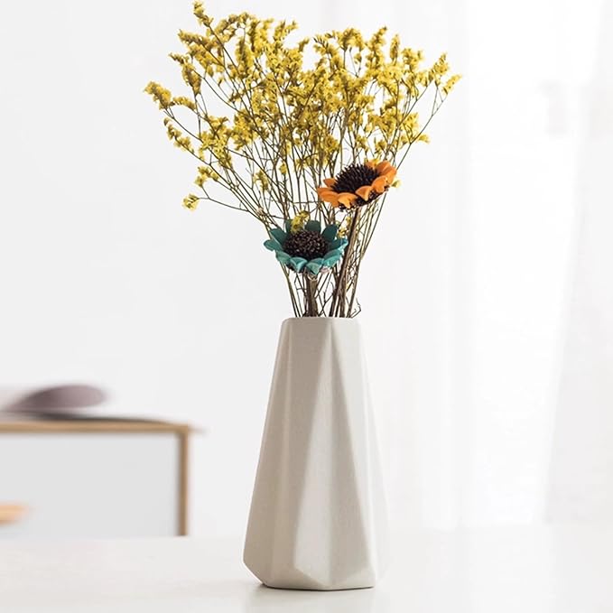 Modern White Small Ceramic Vase Set of 6 for Living Room Bedroom 5.9'' Minimalist Fresh Flower Vases for Home Decor Office Fireplace Centerpieces Nordic Style Gift for Fake Plant 6 Pack