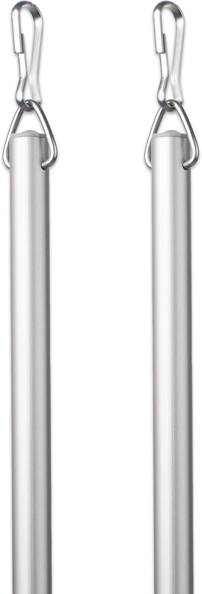 Curtain Wand - Aluminum Curtain and Drapery Pull Rod with Stainless Steel Hardware for Curtains, Draperies, and Room Divider Curtains - 36 Inches, Satin Nickel - Pack of 2