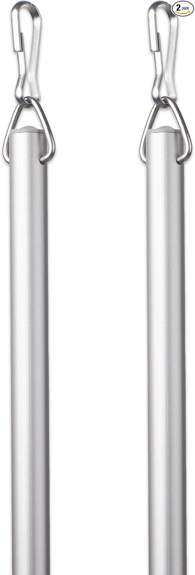 Curtain Wand - Aluminum Curtain and Drapery Pull Rod with Stainless Steel Hardware for Curtains, Draperies, and Room Divider Curtains - 24 Inches, Satin Nickel - Pack of 2