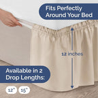 Wrap Around Dust Ruffle Bed Skirt - Wheat - for Queen Size Beds w/ 12 Inch Drop - Easy Fit Elastic Strap - Adjustable Pleated Bedskirt w/Brushed Fabric - Wrinkle Free - for Women, Men, Kids & Teens
