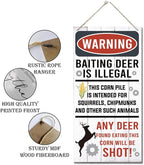 Warning Signs, Funny Hunting Sign Wall Decor, Baiting Deer Is Illegal Sign, Decorative Wood Hanging Wood Plaque, Man Cave Bar Cabin Decor, Pub Decor, Farmhouse Wall Decor for Coffee & Bar