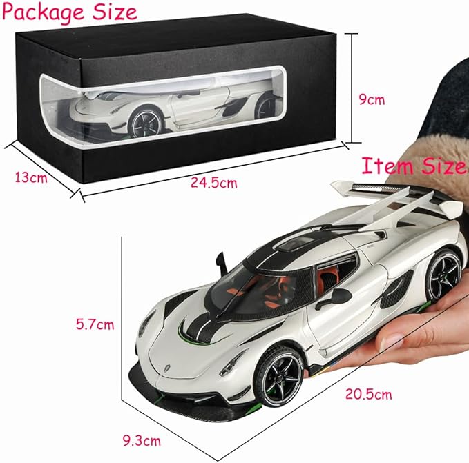 Toy Cars Model Koenigsegg Jesko 1/24 White Alloy Collectibles Die-cast Vehicles with Sound and Light