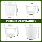 Self Watering Pots for Indoor Plants, 6-Pack 5'' Self Watering Planter with Drainage Holes, Small African Violet Pots with Water Indicator, Clear Wick Orchid Pot, White