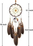 Urdeoms Tree of Life Dream Catchers for Bedroom Adult Brown Boho Dream Catcher Wall Decor for Girls Chakra Crystal Healing Stones Hanging Ornament Room Decoration 18" Length(NO.12)