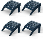 GREENVINES Adirondack-Ottoman | Set of 4 | HDPE Plastic | Outdoor Footrest | All Weather | Foot Rest | Foot Stool | Blue | for Adirondack Chair | for Patio Backyard Pool