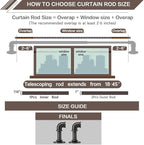 Industrial Curtain Rods 18 to 45 in,Wrap Around Rods, Adjustable Curtain Pole,1 in Diameter Pipe Wall or Ceiling Mounted,for Living Room(Antique Nickel 18” to 45”)