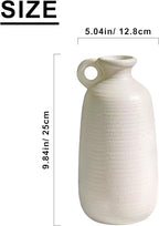 Sunddo White Vase with Handle, 10 inch Ceramic Rustic Vase, Farmhouse Decor, Boho Modern Decorations, Table, Living Room, Shelf, Mantel Decor