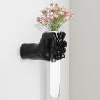 Black Wall Sculptures, Hand Vases Home Decor, Wall Mount Art Sculpture, Unique Wall Art Statue, Funky Flower Vase Decorations, Modern Eclectic Hanging Decor,Glass Test Tube Vase
