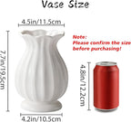 White Ceramic Vase, 7.6 Inch Flower Vase Home Decor Modern Decorative Vases for Bouquet, Unique Vases for Farmhouse Living Room Cabinet Table Centerpieces Wedding Decorations
