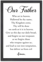FZMHASLWW Our Father Prayer Wall Decor 16" x 11" Bible Verse Scripture Inspirational Quotes Sign Christian Wood Framed Wall Hanging Art (Black