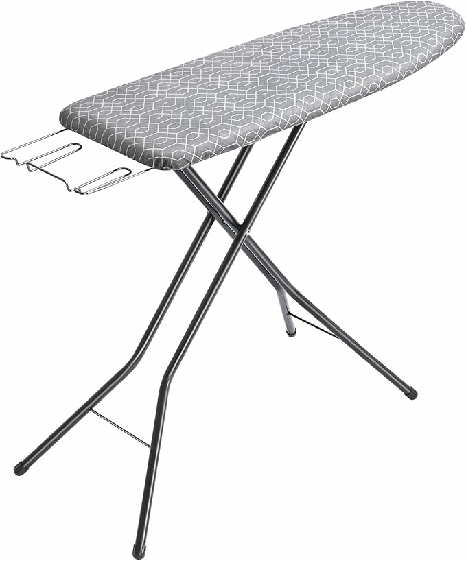 APEXCHASER Full Size Ironing Board with Iron Rest, Lightweight Iron Board with Height Adjustable, Extra Thick Heat-Resistant Cover with Padding, Heavy-Duty Sturdy Metal Legs, 43x13 Grey