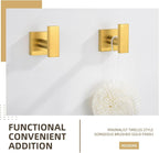 Angle Simple Towel Hooks for Bathroom, SUS 304 Stainless Steel Square Robe Coat Wall Hooks, Hand Towel Holder, Brushed Gold, 2 Pack