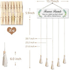 Forever Friends Hanging Photo Display Board with 16 Clips 5 Strings,Rustic Style Picture Collage Frames Wall Decor Wood Hanging for Home Dorm Décor,Housewarming Gifts for Friends Besties