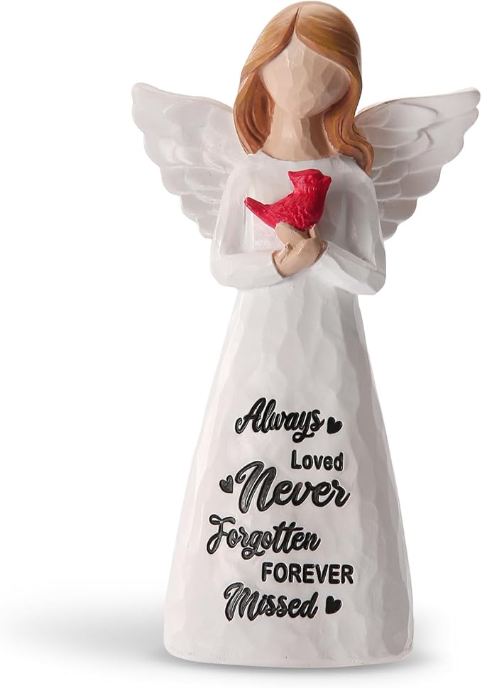 Cardinal Gifts for Women -6 inch Memorial Gift, Cardinal Decor,Sympathy Gifts for Loss of Loved One,Grief Gifts for Women, Resin Home Decor Sculpted Hand-Painted Angel Figurine
