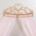 Lotus Karen Princess Bed Curtains Canopy, Cute Lace Mosquito Net with Metal Crown for Girls Kids Toddlers Crib Bedroom Decoration