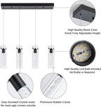 Pendant Light fixtures, Integrated 4-Light Pendant Lighting Black Finish, Dimmable Pendant Lights Kitchen Restaurant, Dining Room