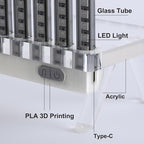 Corded Music Sync LED Light, Sound & App Reactive Mood & Ambient Lighting - Cool & Creative Multicolor Decorative Art Desk Table Lamp 9 Tubes (Orange)