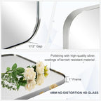 ANDY STAR Polished Chrome Mirror, 24x32 Oblong Bathroom Mirror for Vanity with Stainless Steel Metal Frame, Silver Oval Mirror Modern Anti Rust Wall Mounted