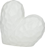 Deco 79 Porcelain Ceramic Heart Decorative Sculpture Dimensional Angled Origami Inspired Home Decor Statue, Accent Figurine 12" x 6" x 11", White