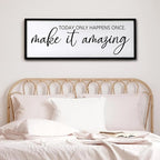 Today Only Happens Once Make It Amazing Framed Wall Art, 40''×15'' Rustic Religious Christian Lords Prayer Sign for God Jesus Christ Prayer, Horizontal Holy Inspirational Catholic Scripture Decor