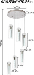 Pendant Lights Kitchen Island Kitchen Lights Modern Crystal Bubble Glass Pendant Ceiling Light Fixture for, Dining Room, and Restaurant - 48W Integrated LED Hanging Light Dimmable.(6-Light)