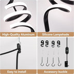 Plug in Pendant Light, 3000~6000K Hanging Lights with Plug in Cord, Touch Switch Modern Pendant Light, Black Hanging Lamps for Living Room, Kitchen, Dining Room, Bedroom,1 Pack