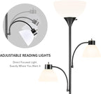 VONLUCE 71" Floor Lamp, Standing Lamp with Adjustable Reading Lights & 3 Bulbs, Modern Torchiere Floor Lamp with 3 Color Temperatures, Tall Lamp for Living Room Bedroom Corner, Black