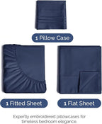 Twin XL Size 3 Piece Sheet Set - Comfy Breathable & Cooling Bed Sheets Set - Hotel Luxury Bedding for Women, Men, Kids, Teens, Boys & Girls - Deep Pockets, Soft, Wrinkle Free - Oeko-Tex - Navy Blue
