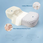 Cervical Pillow for Pain Relief Sleeping, Adjustable Ergonomic Contour Memory Foam Neck Pillow for Sleeping, Orthopedic Neck Support Pillow Bed Pillows (Large Size 23.6Lx13Wx(5.1"-5.9") H)